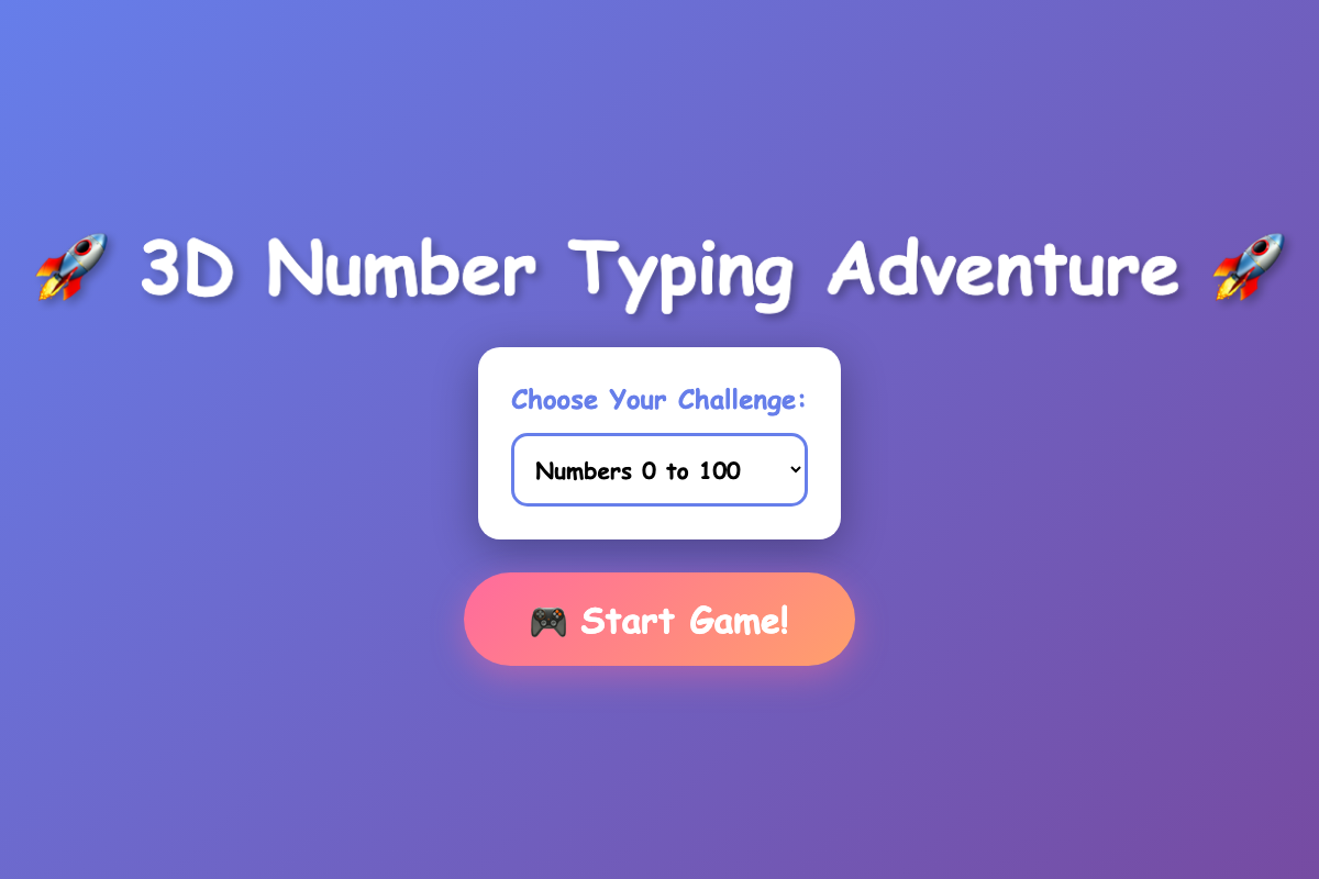 3D Number Typing Adventure