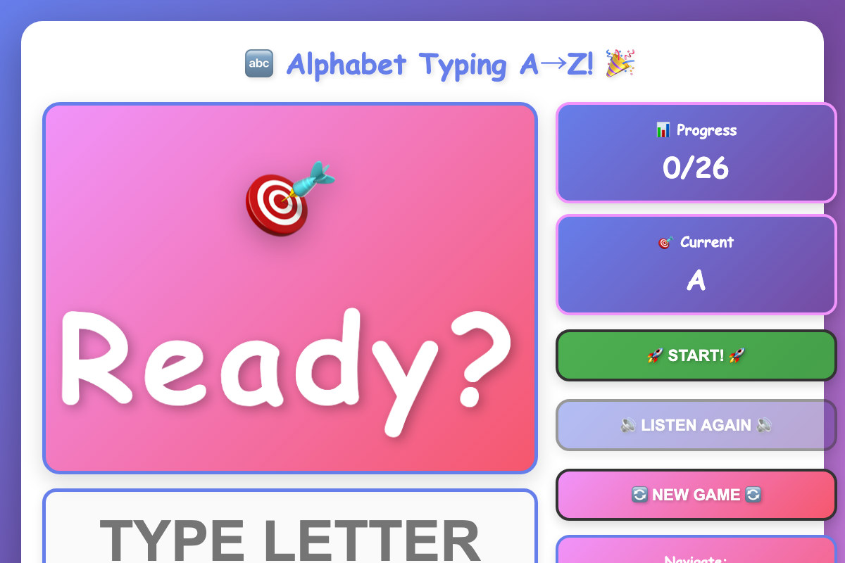 Alphabet Typing A→Z
