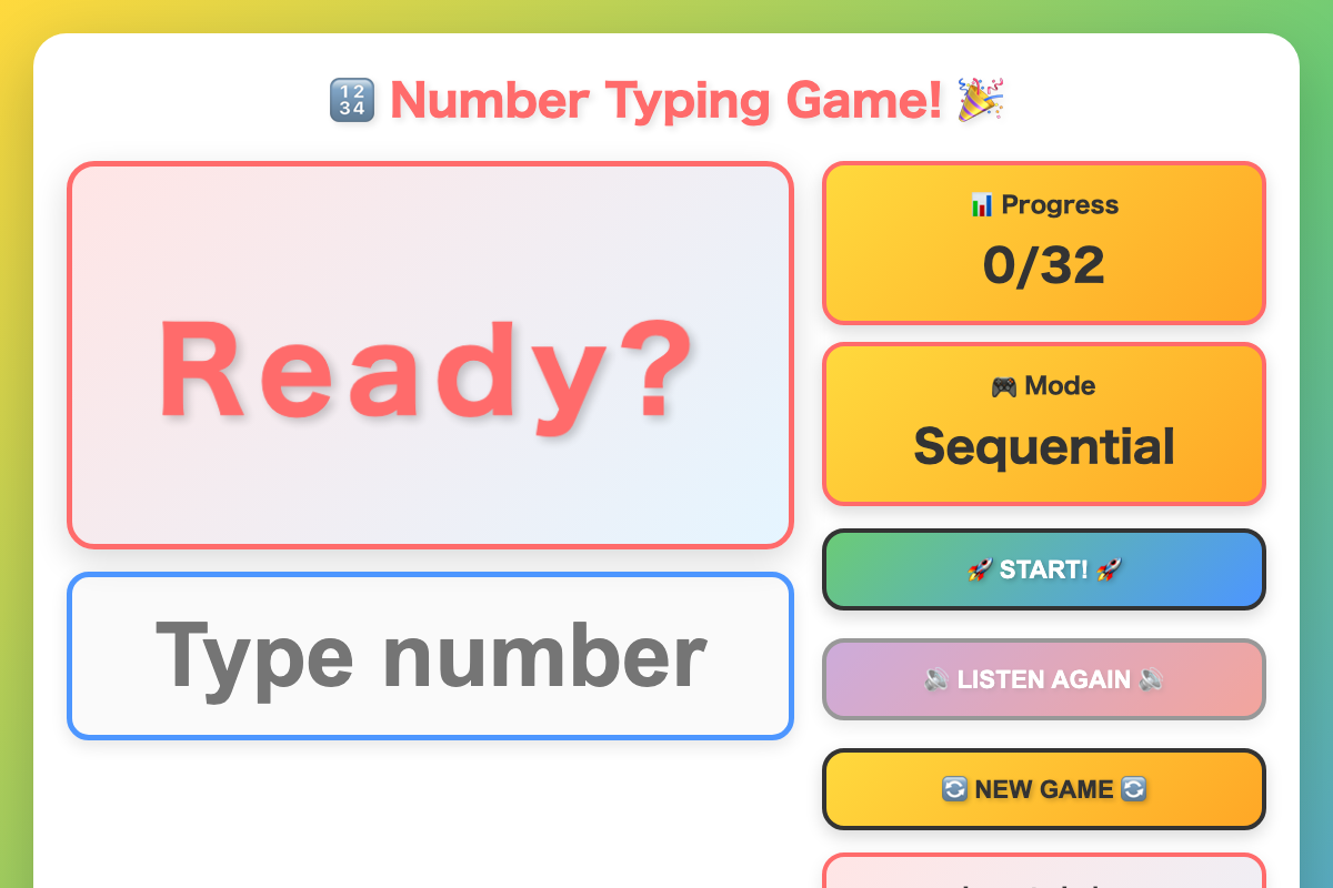 Number Typing Game
